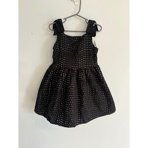 Janie and Jack Party Dress Black Polka Dot Bows Girls‎ Size 6